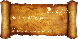 Matity Ágota névjegykártya